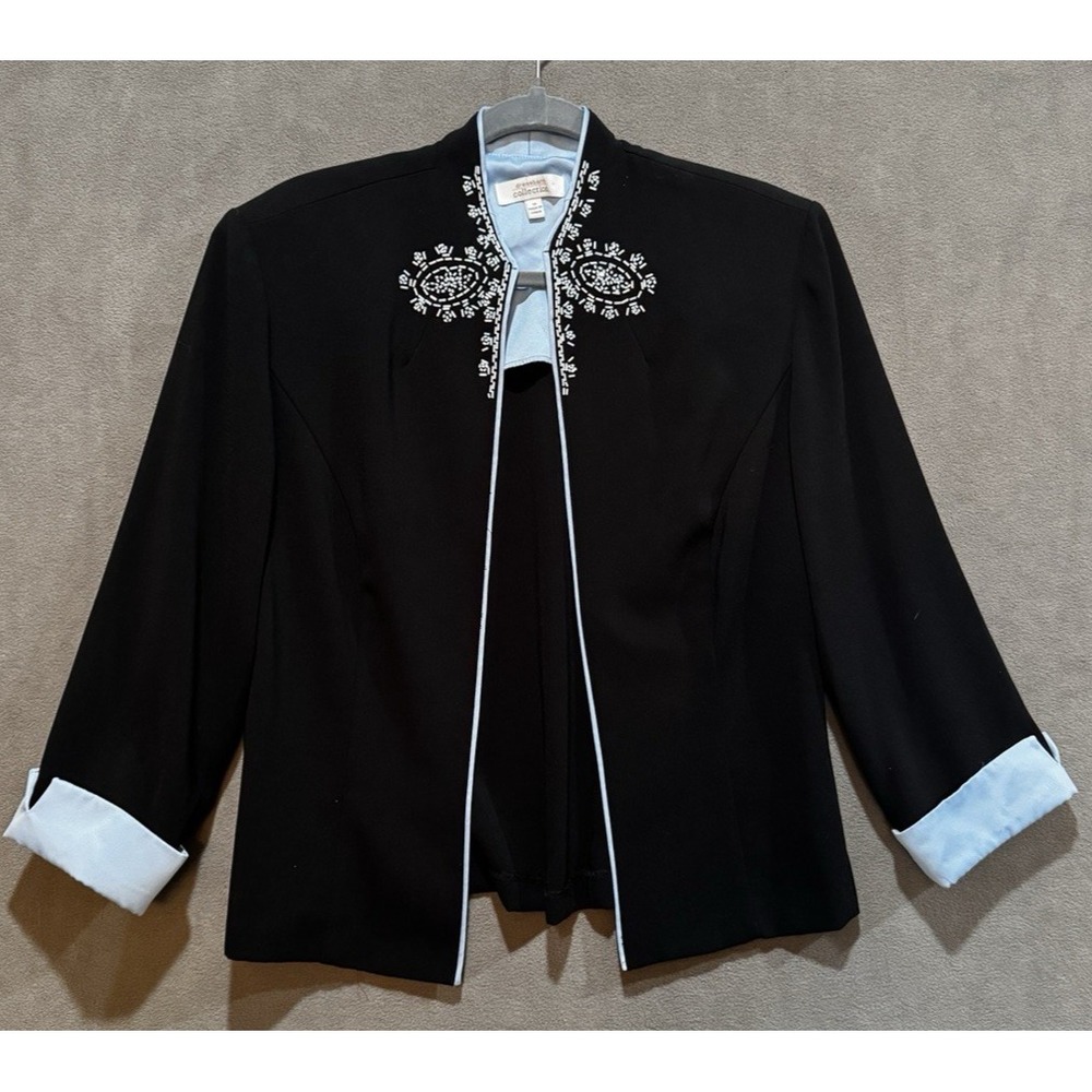 Dressbarn Collection Women's Size 12 Blazer Black Blue No Closure Beaded Classy